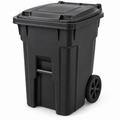 Toter 96 Gal. Black Rolling Outdoor Garbage/Trash Can with Wheels and Attached Lid 79296-R2200