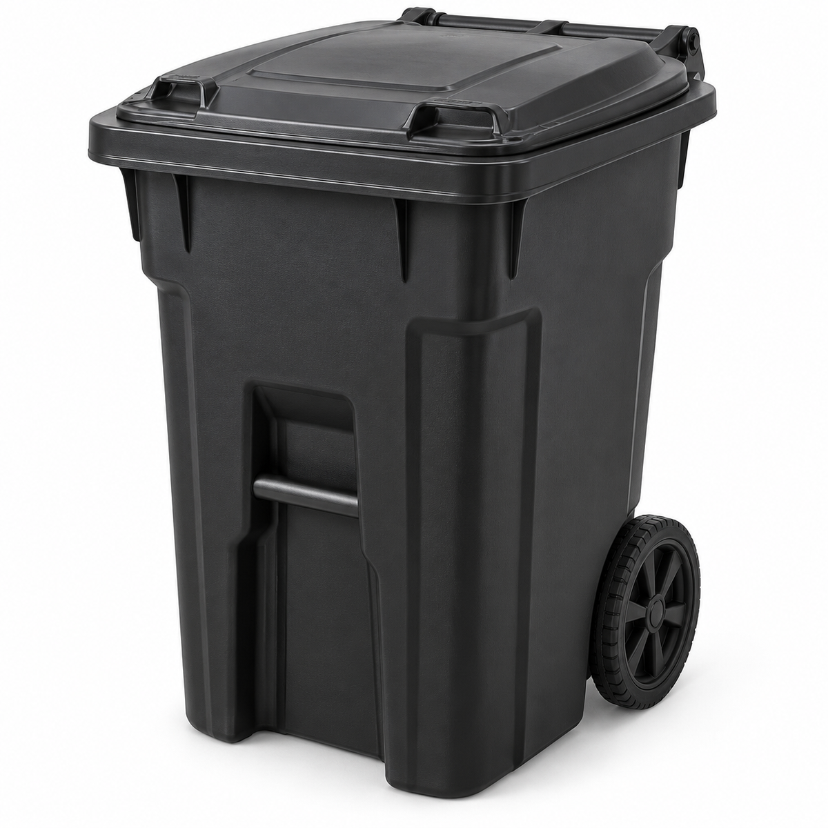 Toter 96 Gal. Black Rolling Outdoor Garbage/Trash Can with Wheels and Attached Lid 79296-R2200