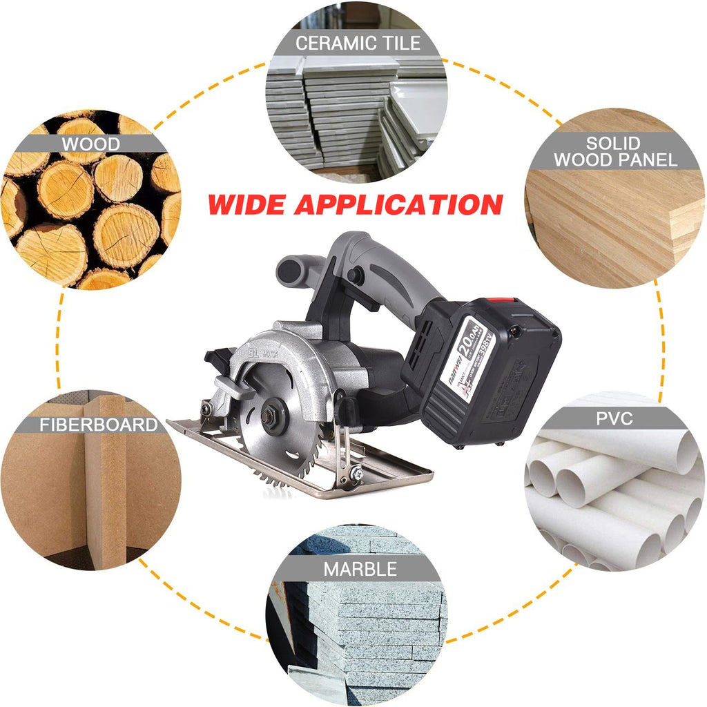 2026 NewNANWEI Circular Saw Electric Saw 21V 7800RPM Cordless Brushless Tile Saw 45 Degree Adjustable Bevel Cutting with 110mm Blade