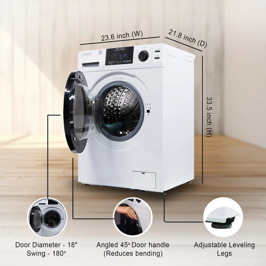 2026 NewEquator Combination Washer Dryer Ventless/Vented Pet cycle 1.62cf/15lbs 110V with Adjustable legs