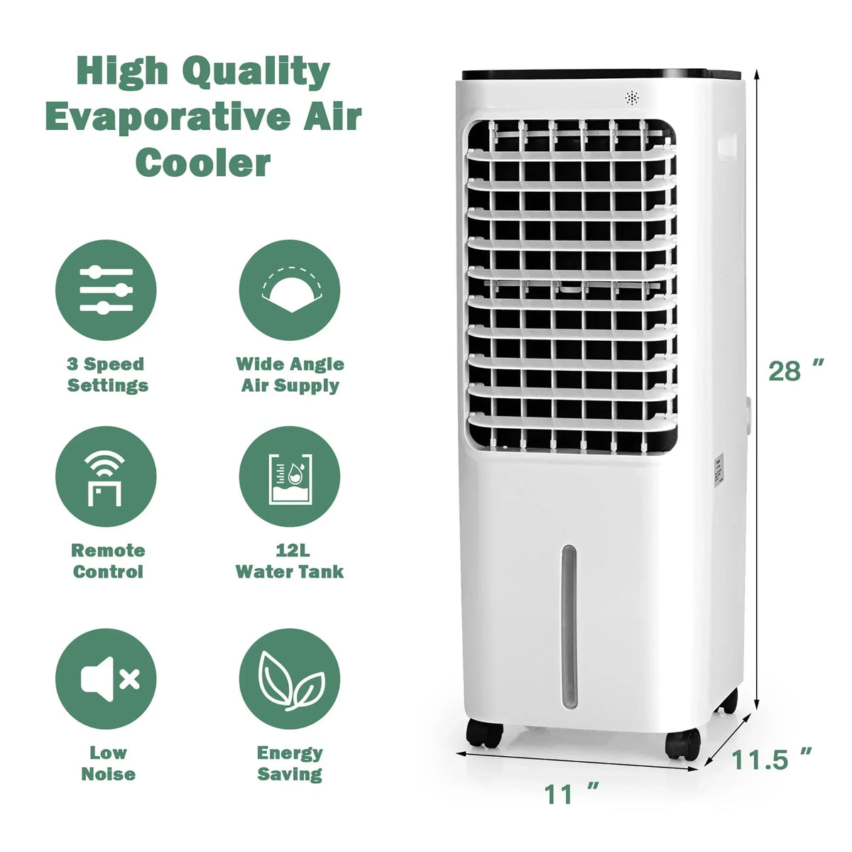 2026 NewCostway 4-in-1 Portable Evaporative Air Cooler 12L Water Tank 4 Ice Boxes