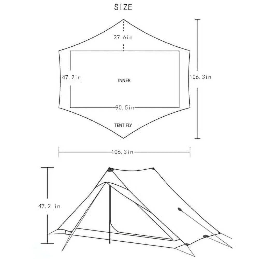 2026 New3F UL Gear Lanshan Ultralight Tent Waterproof Professional Hiking Tent 2Person Tents for Camping 4 Season Backpacking Tent (Khaki-2 People, 4 Season)