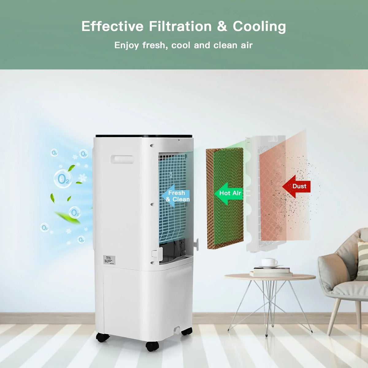 2026 NewCostway 4-in-1 Portable Evaporative Air Cooler 12L Water Tank 4 Ice Boxes