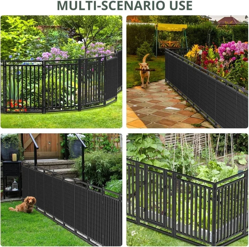 Petorldog Decorative Garden Fence Metal Dog Fence Outdoor for Yard, 36ft (L) x 40in (H), 14 Panels + 2 Gates, No Dig