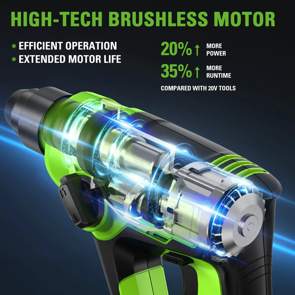 2026 New Greenworks 24V Cordless SDS 1.2J Heavy Duty Rotary Hammer Drill, 4Ah Battery and Charger Included