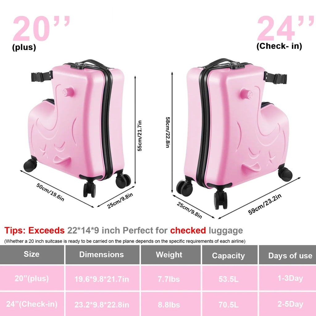 2026 NewTOHU Kids Luggage, Kids Ride-on Luggage with Spinner Wheels Suitcase, Kid's Ride-On Suitcase Help Your Child Relax