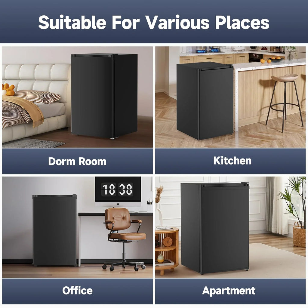 2026 NewSoonbuy Compact Mini Fridge with Freezer, 4.3 Cu.Ft Single Door Refrigerator with Adjustable Temperature, Removable Shelves & Crisper Drawer, Energy Efficient Small Fridge for Bedroom, Office, Dorm, R