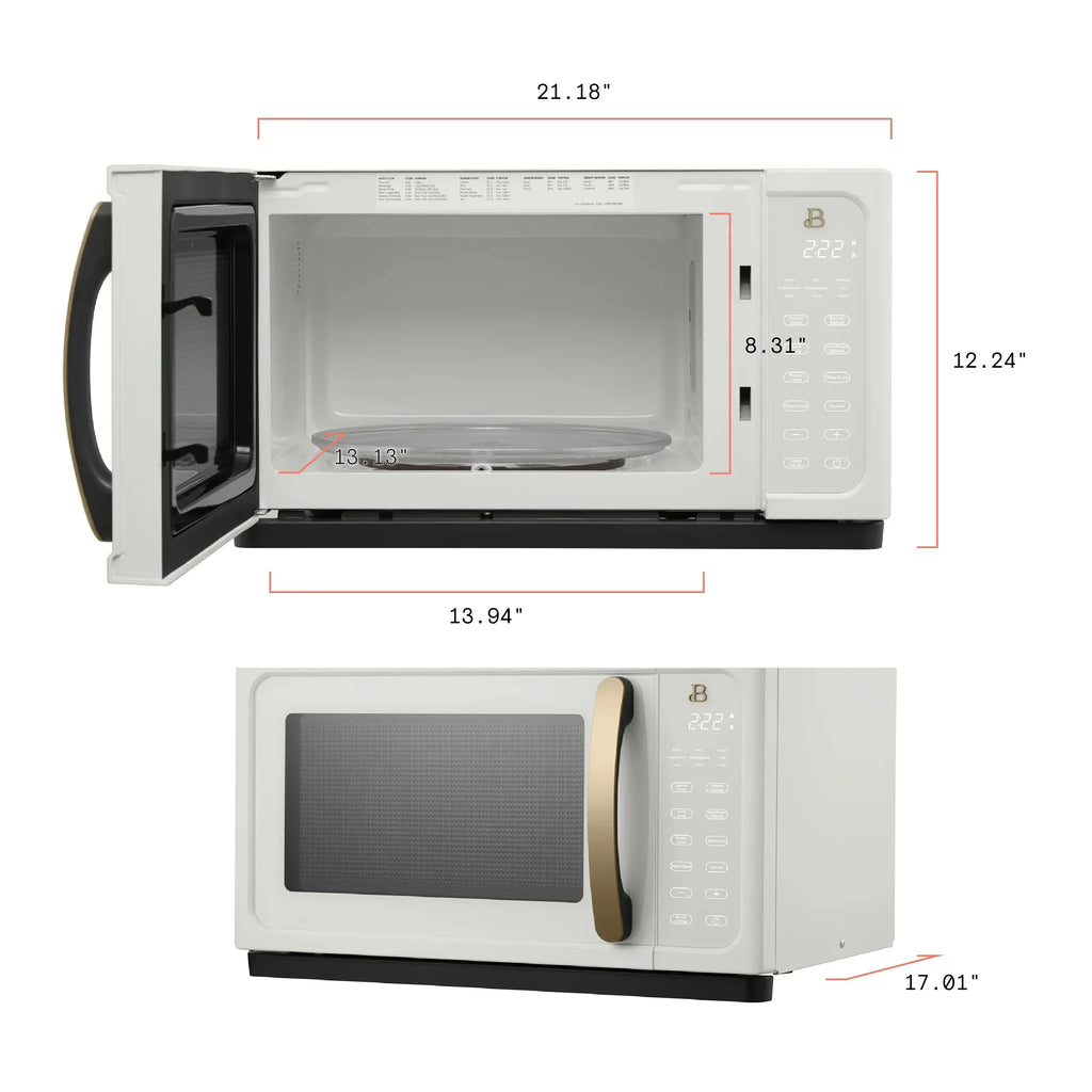 2026 NewBeautiful 1.1 Cu ft 1000 Watt, Sensor Microwave Oven, White Icing by Drew Barrymore, New