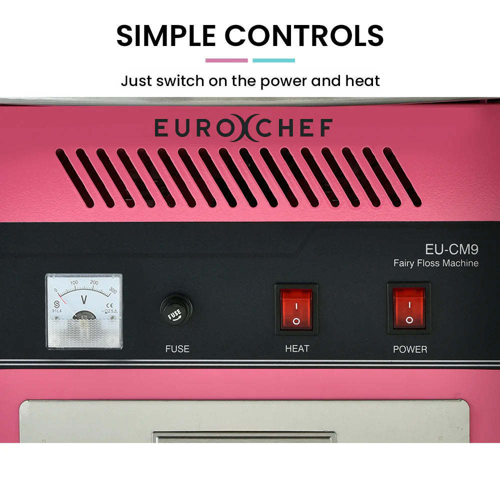 EUROCHEF 1100W Commercial Fairy Floss Machine, Cotton Candy Maker with Bubble Cover