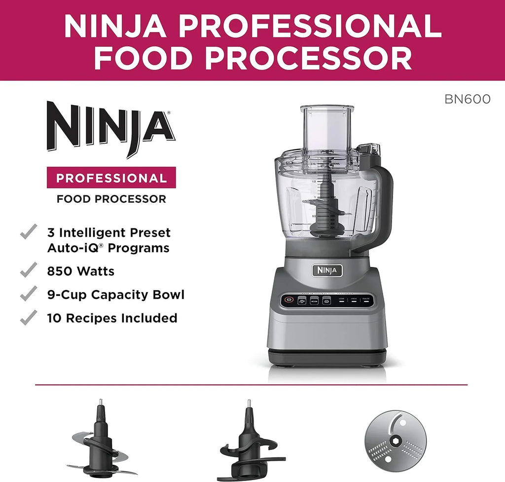 2026 NewRestored Ninja Professional Plus Refurbished 9 Cup Food Processor, Silver (Refurbished)