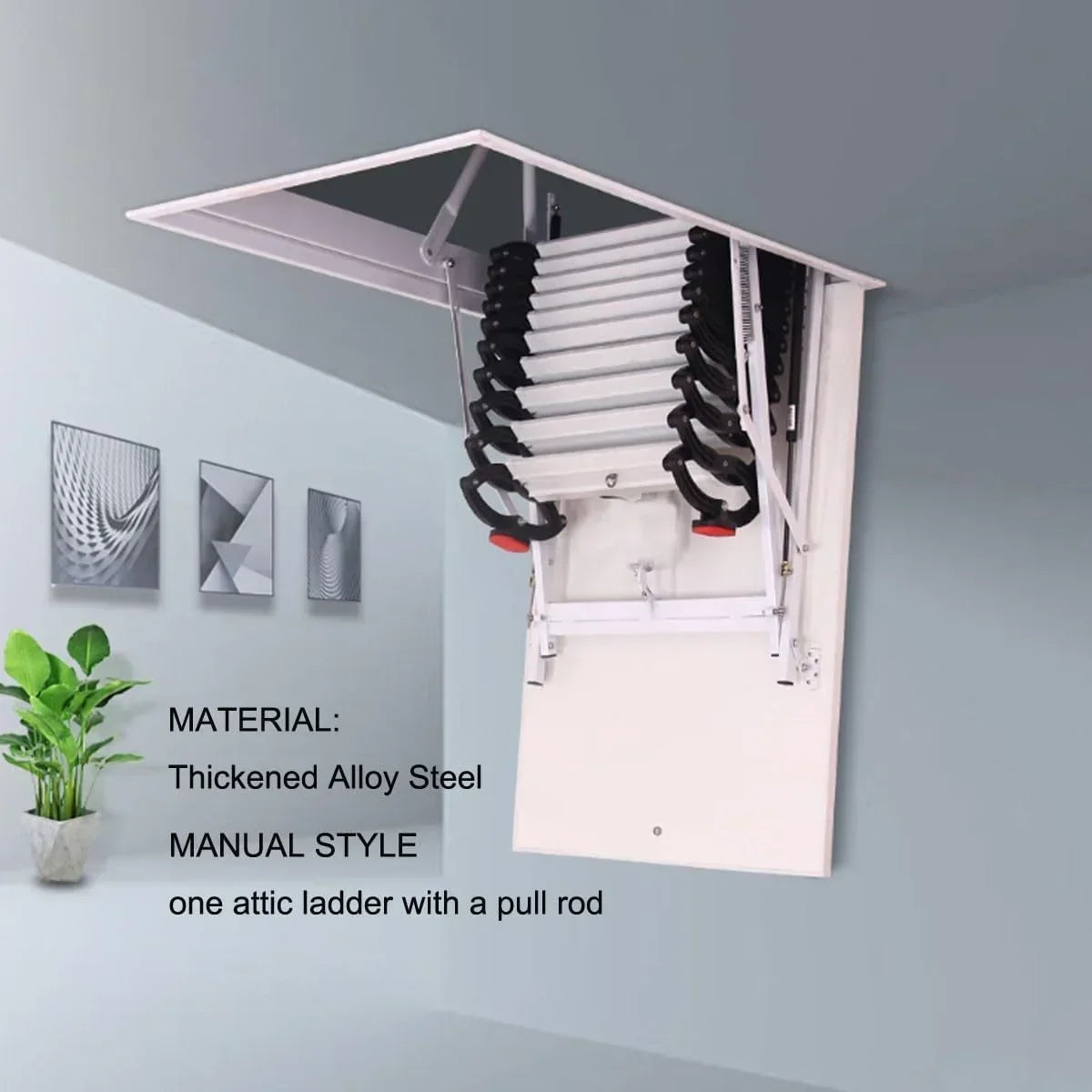 2026 NewAttic Ladder Rough Opening Size 30 Inch x 30 Inch 12 Steps 9.8 Feet Height