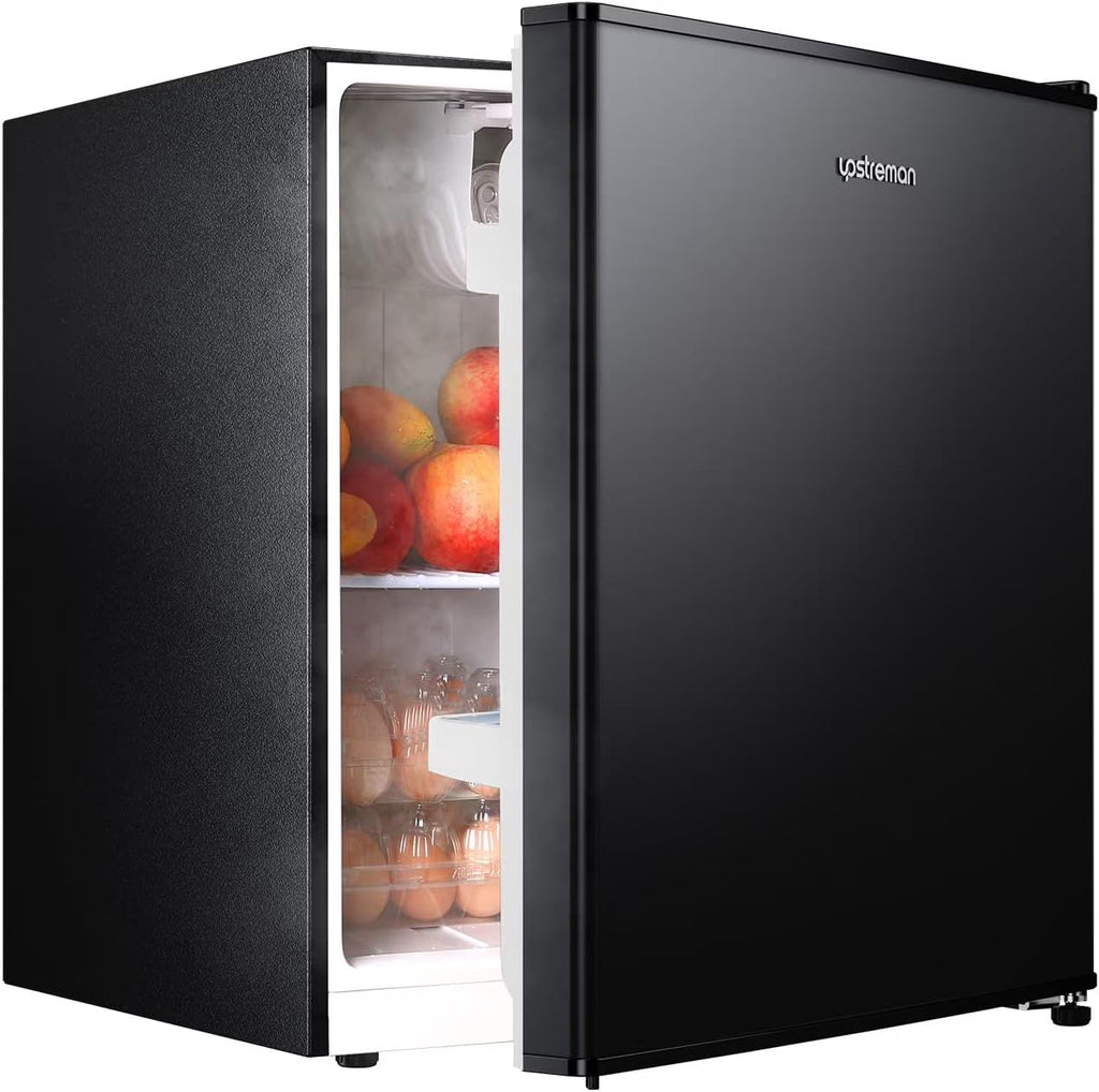 2026 NewUpstreman 1.6 Cu.ft Single Door Mini Fridge with Freezer, Small Compact Refrigerator with Reversible Door for Apartment Dorm Office Bedroom RV, FR16 Black