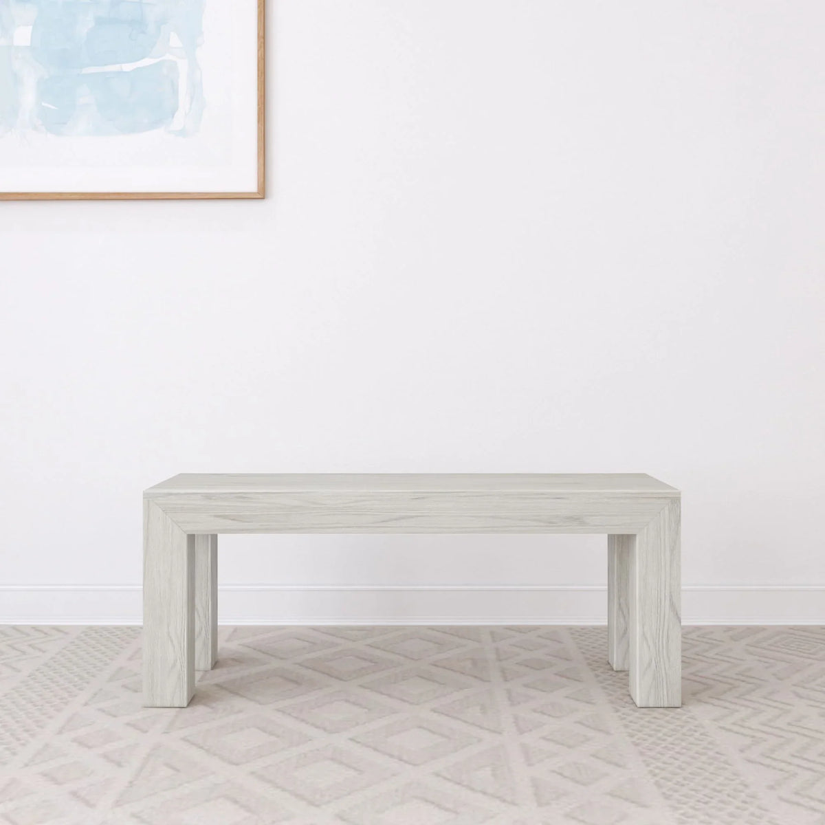 2026 New Plank+Beam Modern Dining Bench, Solid Wood Bench for Dining Table, 49", Blonde Wirebrush