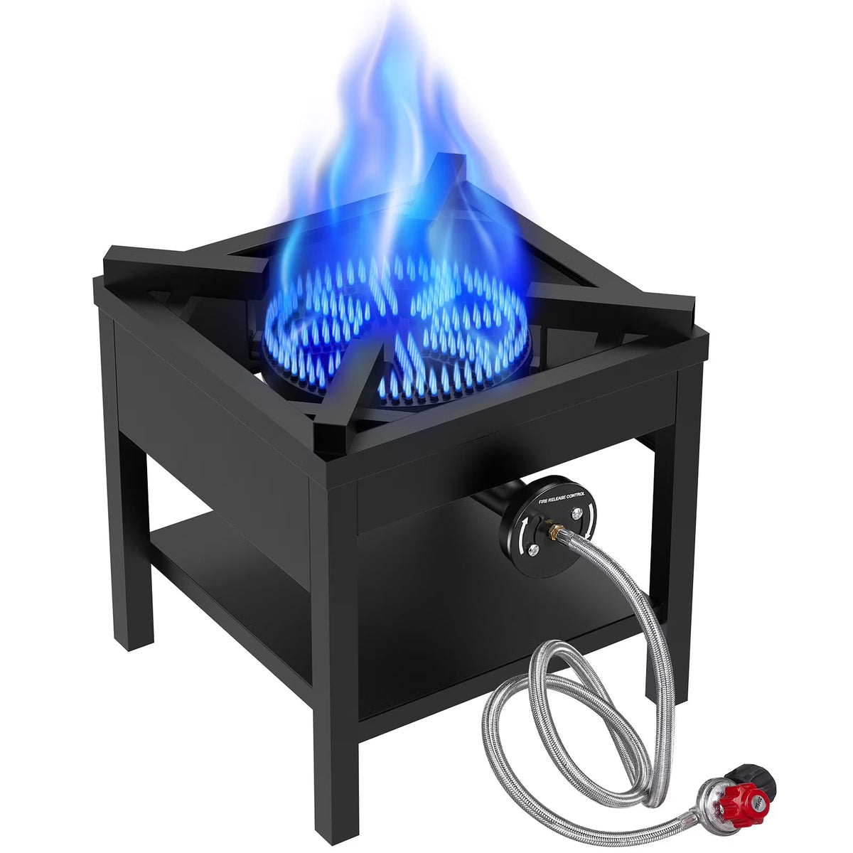 2026 NewFrizi 1-Burner Propane Gas Outdoor Stove �C 260,000 BTU, 0-30 PSI Adjustable Regulator & Steel-Braided Hose