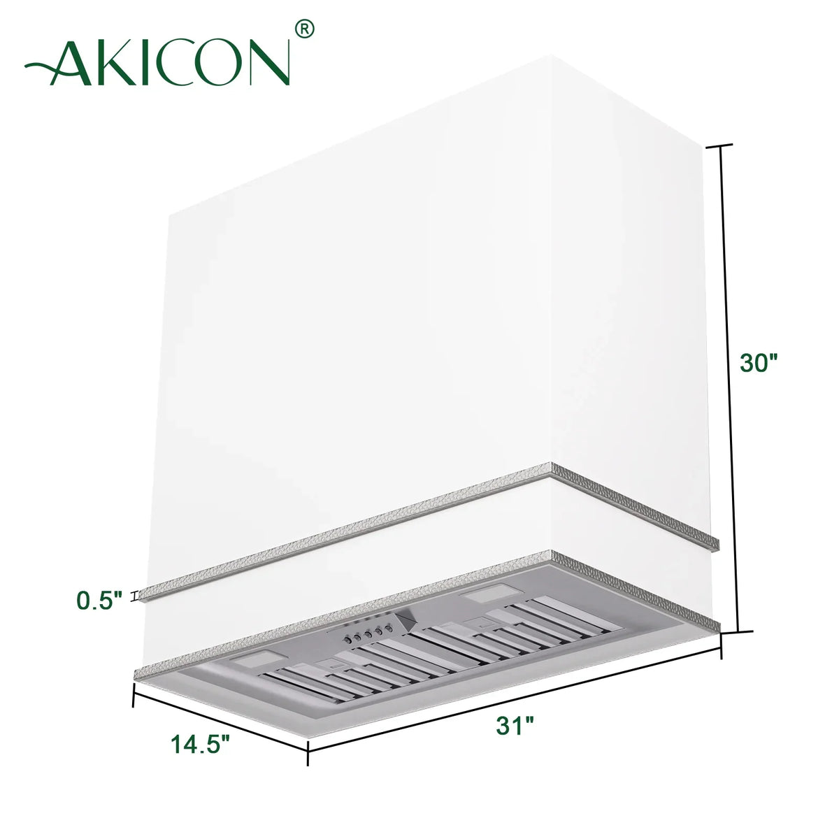 2026 New Akicon Range Hood 30 Inch, 600 CFM Ducted Vent Hood, Stainless Steel Box Kitchen Hood with 2 LED Lights, Removable Baffle Filters