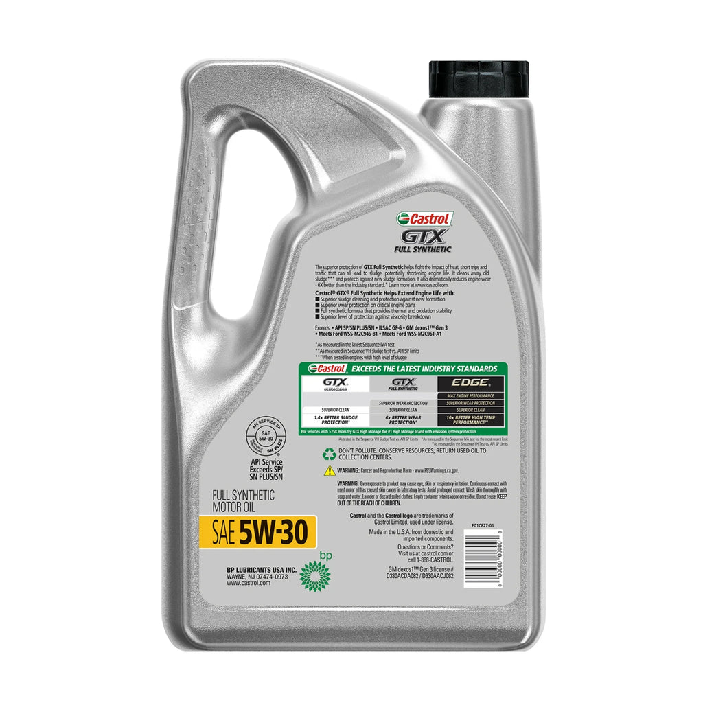 2026 New Castrol GTX Full Synthetic 5W-30 Motor Oil, 5 Quarts