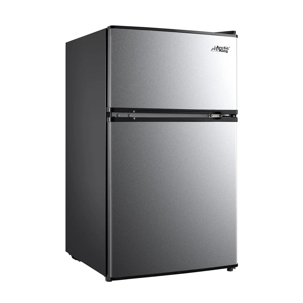 2026 NewArctic King 3.2 Cu ft Two Door Mini Fridge with Freezer, Stainless Steel, E-Star, ARM32D5ASL