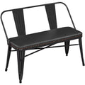 2026 NewYaheetech Industrial Metal Dining Bench with Upholstered Seat,Black