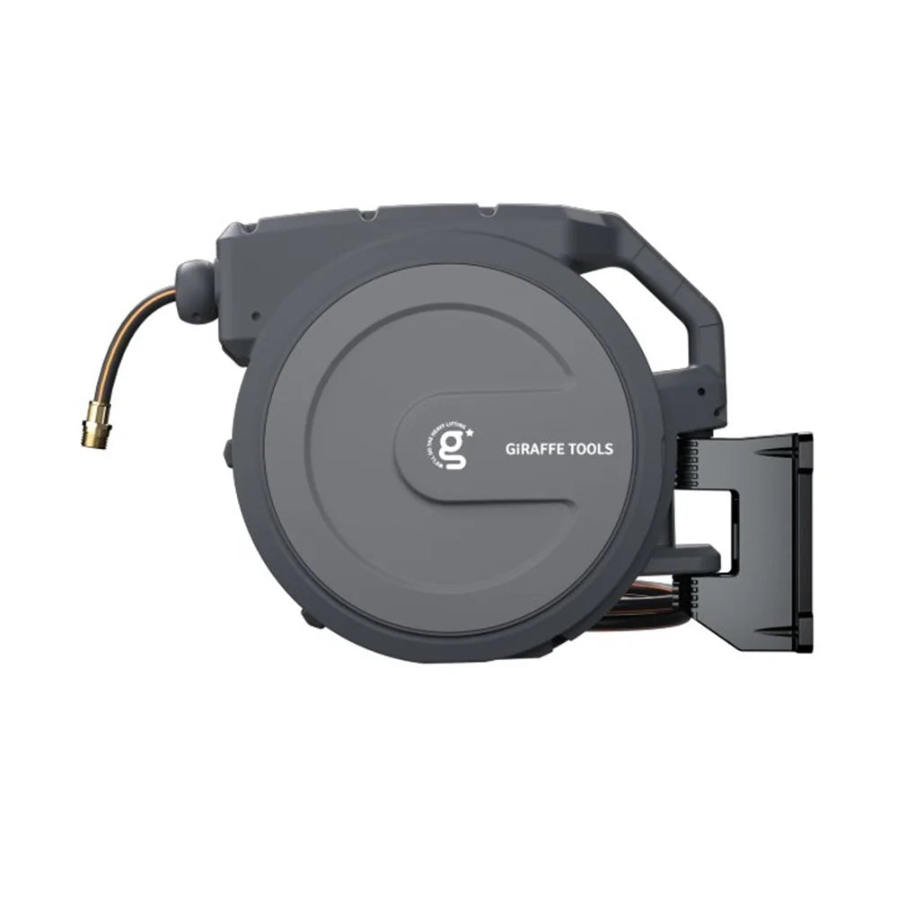 2026 NewGiraffe Tools Retractable Garden Hose Reel with 1/2in-100ft Water Hose, Plastic Bracket, Wall Mounted, Dark Grey