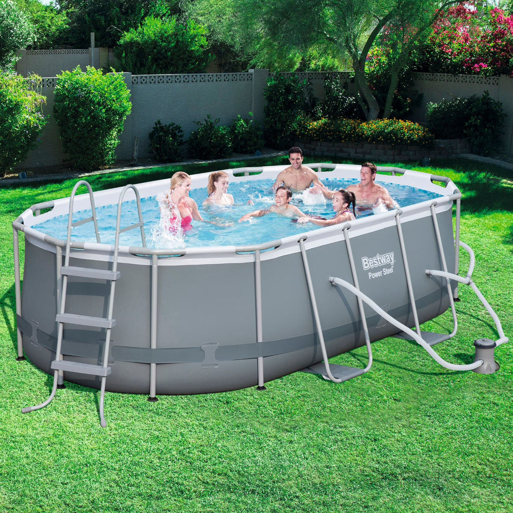 2026 NewBestway Power Steel 13.91' x 8.2' x 39.5" Oval Frame Pool Set