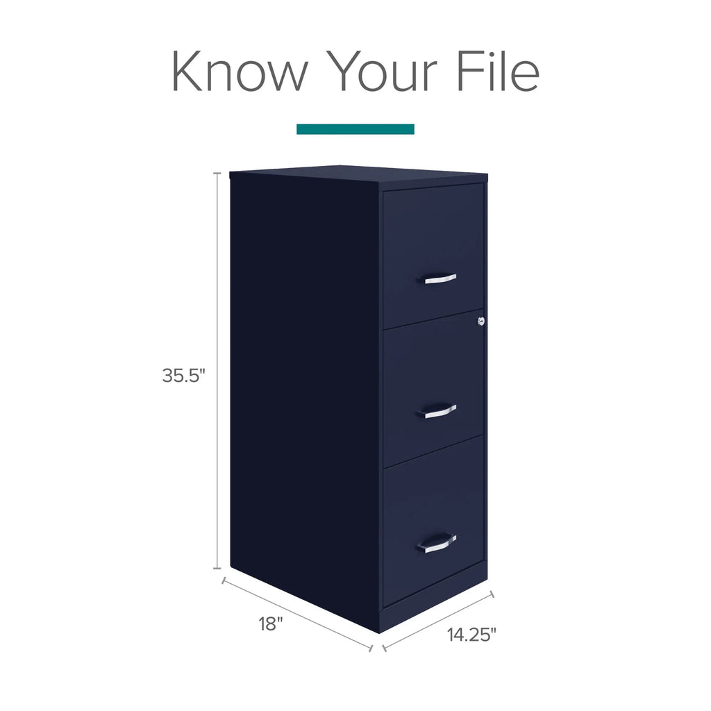 2026 NewSpace Solutions 18" Deep 3 Drawer Smart Letter Width Vertical File Cabinet, Navy