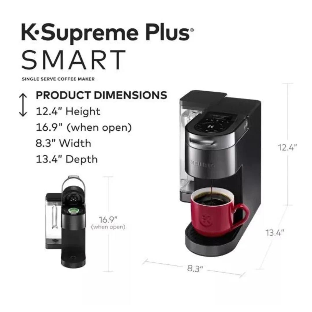 2026 NewKeurig K-Supreme Plus Smart Single Serve Coffee Maker with BrewlD, 5 Cup Sizes, 5 Brewing Options, and 6 Temperature Settings (Black Stainless)