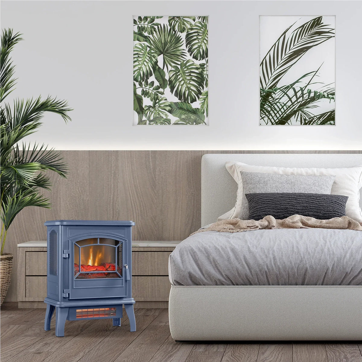 2026 NewClassicFlame 17.5"W Infrared Quartz Electric Stove Heater, Insignia Blue