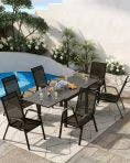 2026 NewAtaucjin Stackable Dining Chairs Set of 4, High-Back Patio Dining Chairs Set, Outdoor Chairs with Textilene Fabric & Metal Frame for Lawn Backyard