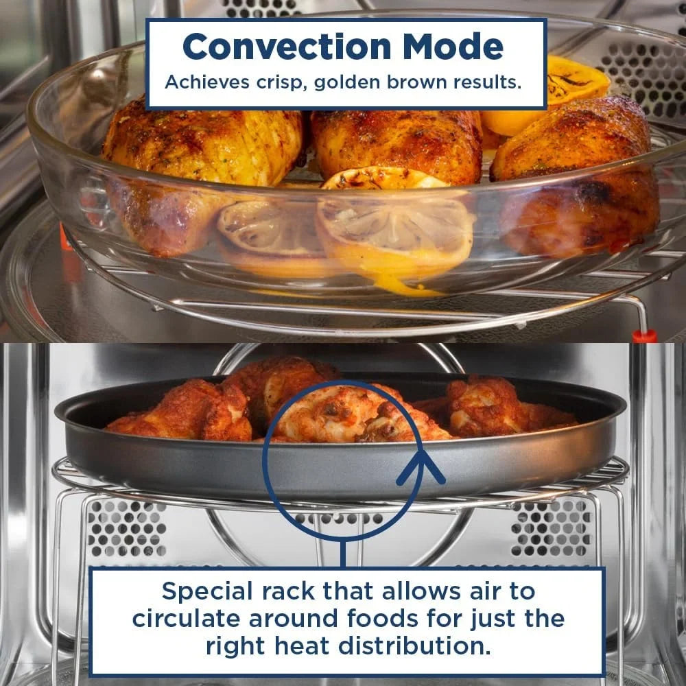 2026 NewOpen Box GE 3-in-1 Microwave Oven, 1,050 Watts Air Fryer, Broiler and Convection Mode, Child-Lock Technology, Kitchen Essentials for The Countertop or Dorm Room, 1.0 Cu. Ft., Stainless Steel