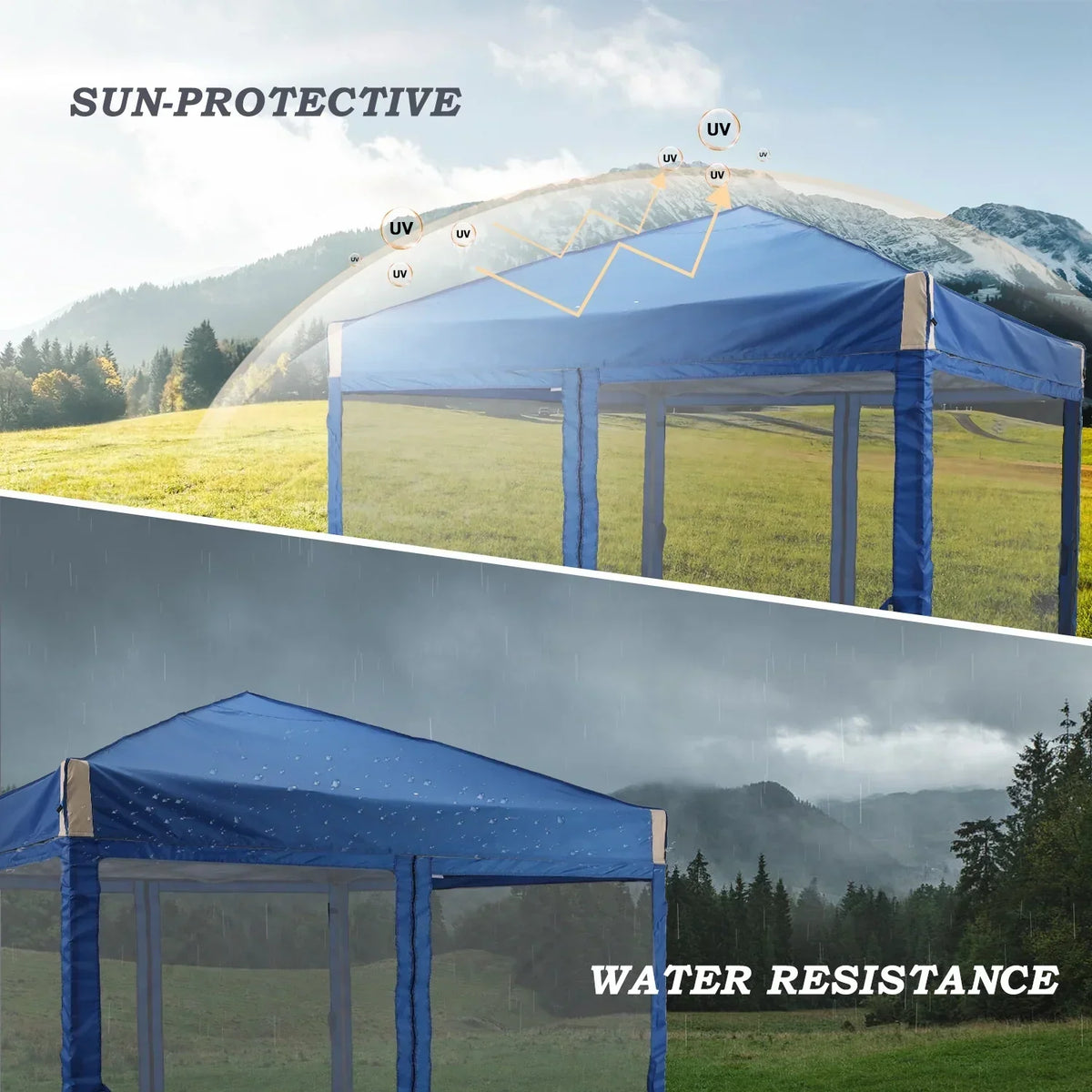 2026 NewAoodor 12'x12' Pop Up Canopy with Removable Mesh Sidewalls, Outdoor Portable Instant Shelter Tent-Black