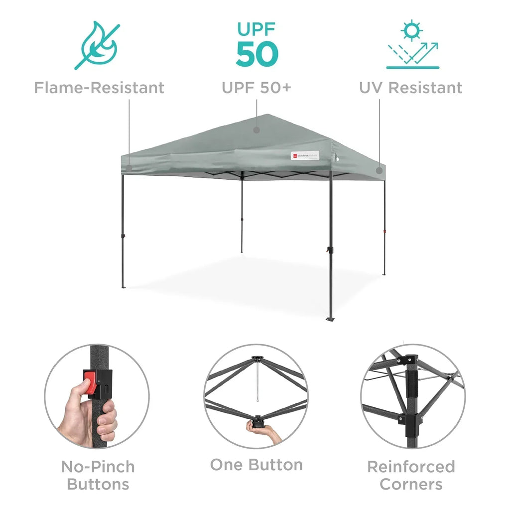 2026 NewBest Choice Products 12x12ft Easy Setup Pop Up Canopy w/ 1-Button Setup, Wheeled Case, 4 Weight Bags - Navy Blue