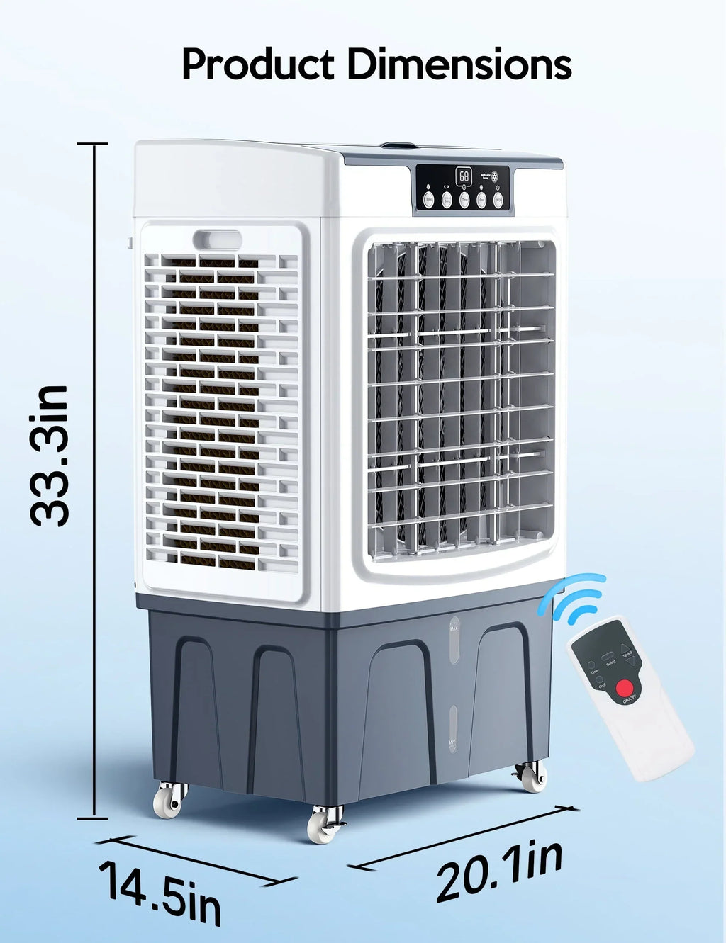 2026 NewEvaporative Cooler, 2100CFM Air Cooler, 120" Oscillation Swamp Cooler with Remote Control, 24H Timer, 3 Wind Speeds for Outdoor Indoor Use, 7.9Gallon