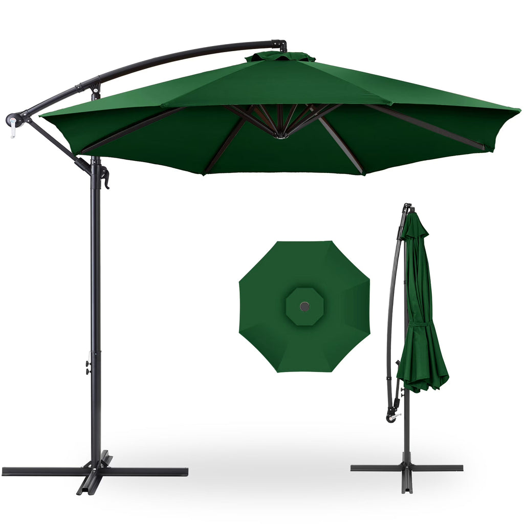 2026 NewBest Choice Products 10ft Offset Hanging Outdoor Market Patio Umbrella w/ Easy Tilt Adjustment - Tan