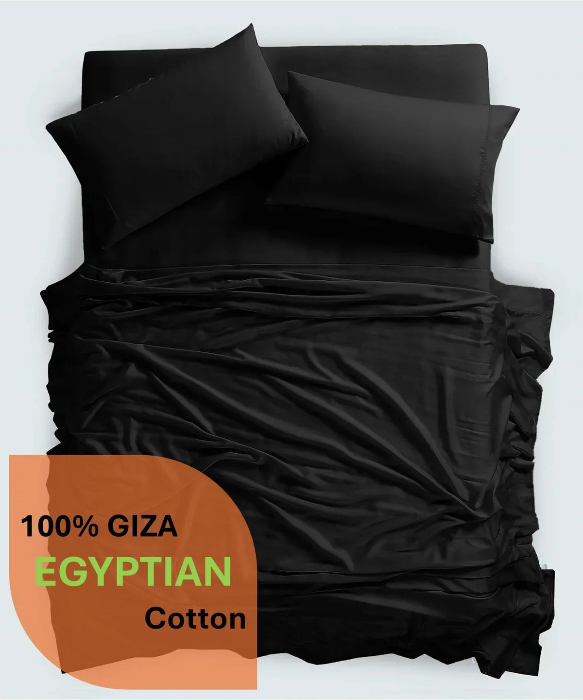 2026 New600 Thread Count, 100% Giza Egyptian Cotton Bedding Set, 4-PC Sheets Set, 15 Inch Deep Pocket of Fitted Sheet, Soft Sateen Weave Breathable - Black, Twin