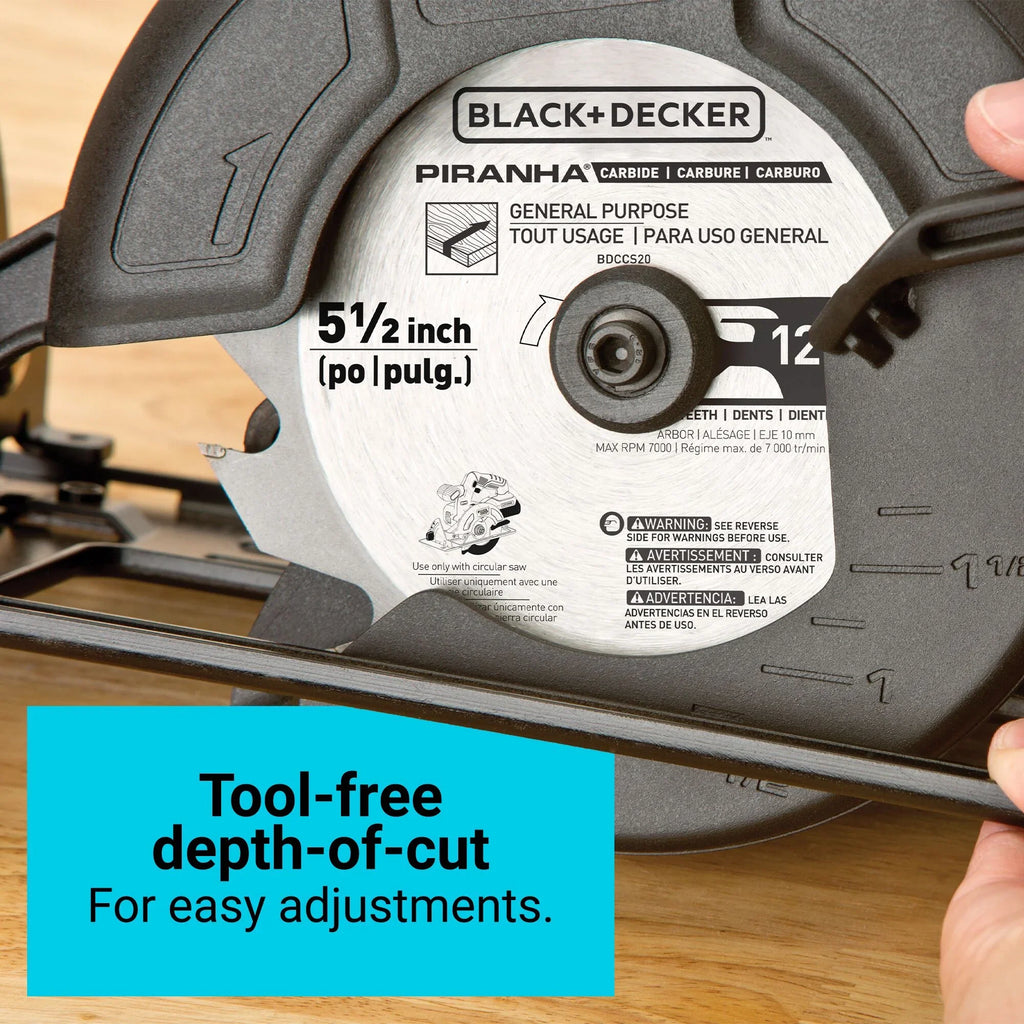 2026 New BLACK+DECKER 20V MAX* POWERCONNECT 5-1/2 in. Cordless Circular Saw, Tool Only, (BDCCS20B)