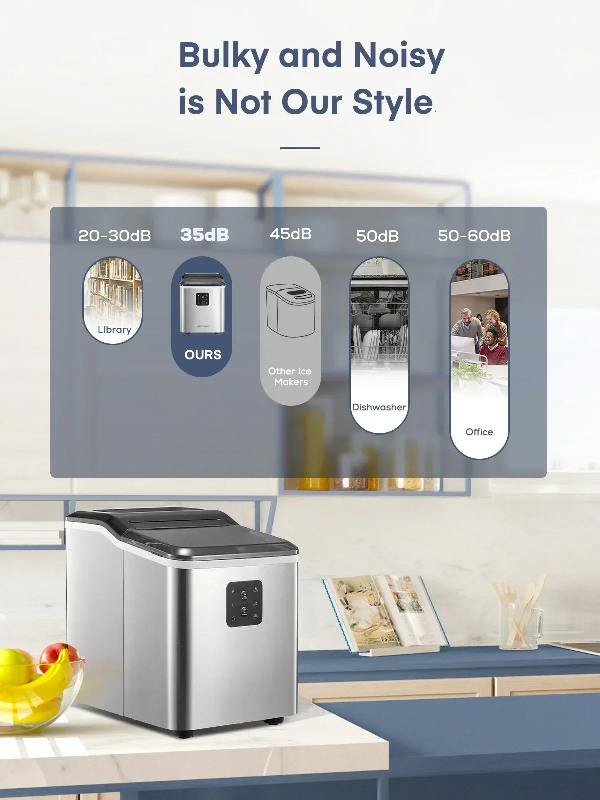 2026 NewFOHERE Ice Maker Countertop 2 Sizes, 28lbs in 24h, 9 Bullet Ice in 6M, Selfclean, Stainless Steel