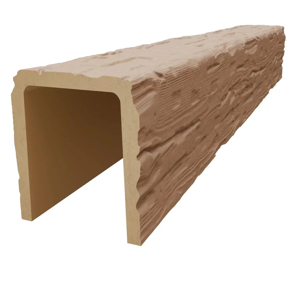 2026 NewEkena Millwork 3 1/2"W x 3 1/2"H x 120"L 3-Sided (U-Beam) Salvaged Timber HeritageTimber Faux Wood Ceiling Beam, Kona Brown