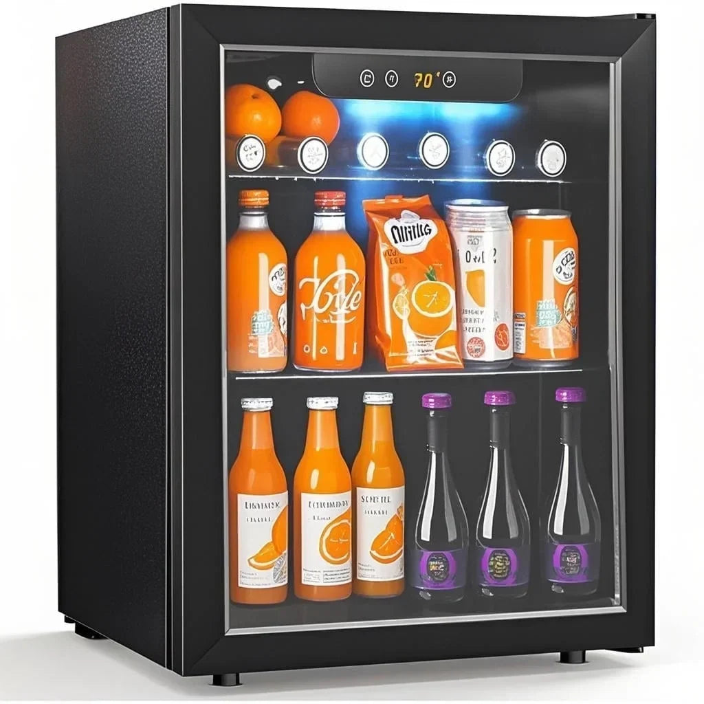 2026 NewAuseo 126 Can Beverage Refrigerator and Cooler with Glass Door for Home/Office/Bar-Black