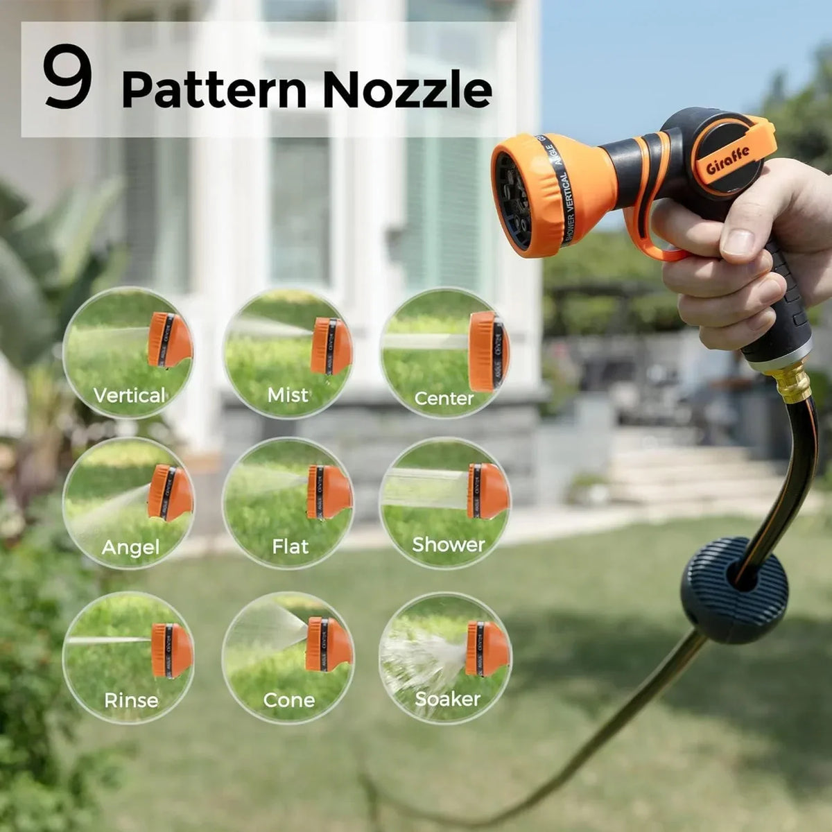 2026 NewGiraffe Tools Retractable Garden Hose Reel with 1/2in-100ft Water Hose, Plastic Bracket, Wall Mounted, Dark Grey