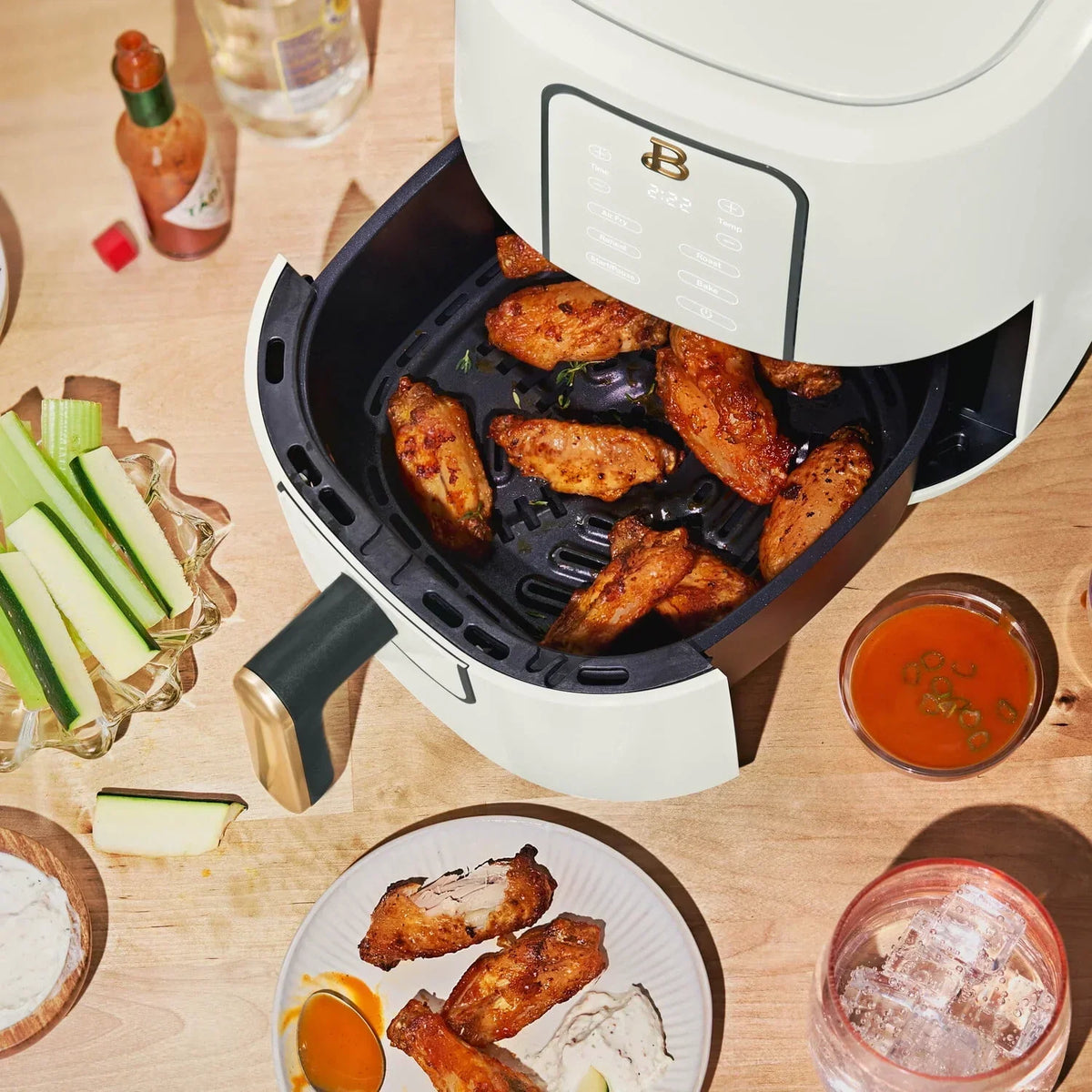 2026 NewBeautiful 3 Qt Air Fryer with TurboCrisp Technology, White Icing by Drew Barrymore