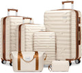 2026 New6-Piece Hardshell Luggage Set with Expandable Spinner Suitcases & TSA Lock, 25% Extra Capacity, Duffel Bag & Toiletry Kit, Cream ABS Suitcases