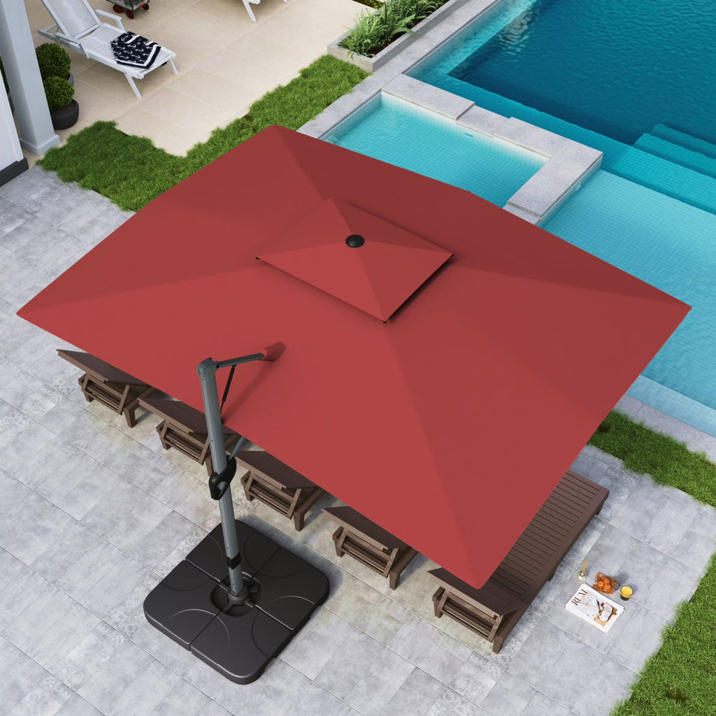 2026 NewAlpha Joy 12x9ft Outdoor Patio Umbrella Large Rectangle Offset Cantilever Double Umbrella with 360°Rotation, Beige