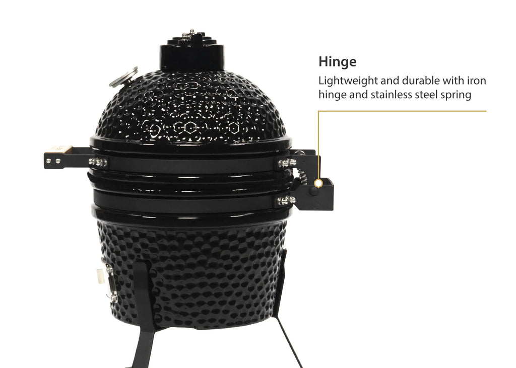 2026 NewVESSILS 9.8-inch W Kamado Charcoal BBQ Grill – Heavy Duty Ceramic Barbecue Smoker and Roaster with Built-in Thermometer and Stainless Steel Grate (13 Inch Stand, Black)