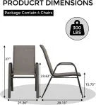 2026 NewAtaucjin Stackable Dining Chairs Set of 4, High-Back Patio Dining Chairs Set, Outdoor Chairs with Textilene Fabric & Metal Frame for Lawn Backyard