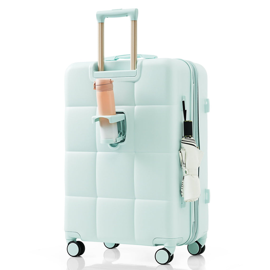 2026 New Luggage Set of 3, 20-inch with USB Port, Airline Certified Carry-on Luggage with Cup Holder, ABS Hard Shell Luggage with Spinner Wheels, white