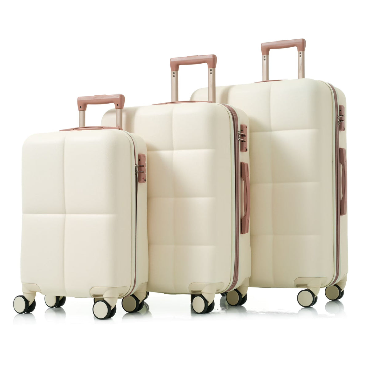 2026 New Luggage Set of 3, 20-inch with USB Port, Airline Certified Carry-on Luggage with Cup Holder, ABS Hard Shell Luggage with Spinner Wheels, white