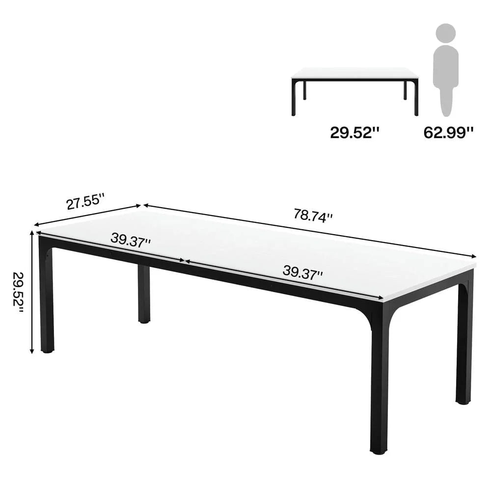 2026 NewKepooman Dining Table, Kitchen Table,Rectangular Dining Table, 78 inch Long Kitchen Table for 6-8 People, Black
