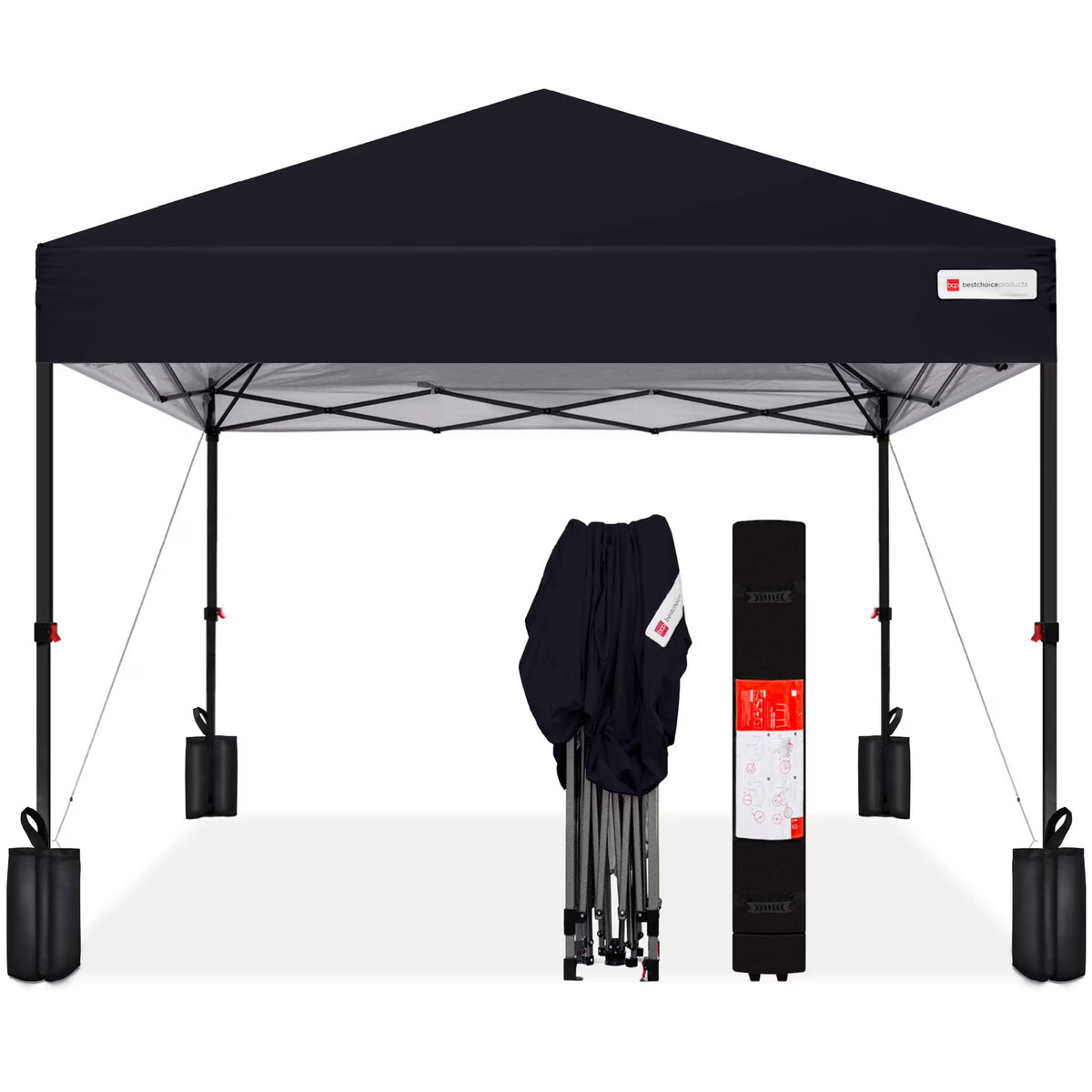 2026 NewBest Choice Products 12x12ft Easy Setup Pop Up Canopy w/ 1-Button Setup, Wheeled Case, 4 Weight Bags - Navy Blue