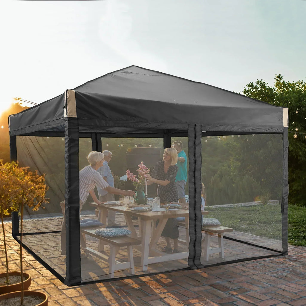 2026 NewAoodor 12'x12' Pop Up Canopy with Removable Mesh Sidewalls, Outdoor Portable Instant Shelter Tent-Black