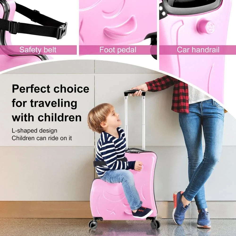 2026 NewTOHU Kids Luggage, Kids Ride-on Luggage with Spinner Wheels Suitcase, Kid's Ride-On Suitcase Help Your Child Relax